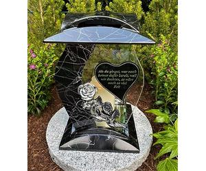 Lampe funéraire fabriquée à la main avec rose et motif « Als du gehst geht war noch keiner dafür bereit, Weil wir dachten, es wäre noch so viel Zeit » - Lanterne funéraire décorative de jardin avec