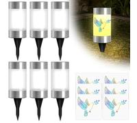 Lampe Funéraire LED, Lampe funéraire solaire LED, Funéraire Bougies de Cimetière Imperméables, avec Autocollants à Support, Piquet de Terre Lampes Électriques