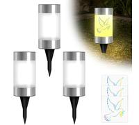 Lampe Funéraire LED, Lampe funéraire solaire LED, Funéraire Bougies de Cimetière Imperméables, avec Autocollants à Support, Piquet de Terre Lampes Électriques