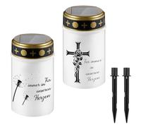 Lampe Funéraire Solaire*2pcs, XiXiRan Lanterne Funéraire pour Bougie, Bougie Funéraire Exterieur, Lumière Cimetiere Solaire, Lampe Funéraire avec Piquet de Terre, Bougies de Cimetière Imperméables (A)