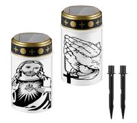 Lampe Funéraire Solaire*2pcs, XiXiRan Lanterne Funéraire pour Bougie, Bougie Funéraire Exterieur, Lumière Cimetiere Solaire, Lampe Funéraire avec Piquet de Terre, Bougies de Cimetière Imperméables (C)