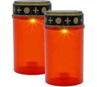Lampe funéraire solaire LED avec piquet de terre - set de 2 - couleur de la lampe funéraire : rouge