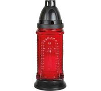 Lampe funéraire verre tour rouge