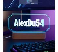 Lampe gamer personnalisée avec pseudo - Décoration LED effet 3D néon de bureau enseigne Twitch streamer, idée cadeau homme femme g t joueur