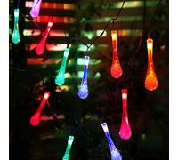 Guirlande lumineuse d'extérieur, décoration de jardin solaire, éclairage de fête, lampe d'extérieur, avec lumière permanente ou clignotante, piquet de sol, 20x LED, 3,9 m, lot de 2