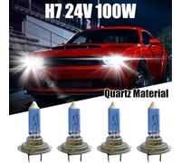 Lampe H7 24V 100W Quartz Pack de 4 Lampe H7 24V 100W Quartz Pack | Quartz pour durable, teinte bleue, 100W puissant, 24V pour camion, lot économique