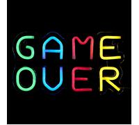HOME DECO FACTORY - LA0062 Lampe LED Neon Game Over USB - Éclairage Multicolore Design Rétro Jeux Vidéo - Décoration Intérieure - Taille 30 cm - Multicolore