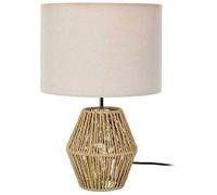 Lampe - HOME DECO FACTORY - Lina - Corde Tressée - Abat-Jour Lin - Marron et Blanc