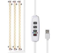 Lampe Horticole, Bandes lumineuses de croissance à LED 1/2/3/4 for plantes d'intérieur, lampe phyto USB à spectre complet, minuterie à intensité variable, semis, légumes, plantes(Sunlight 11.81I in,Th