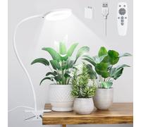 Lampe Horticole de Croissance LED 10W Spectre Complet 56 LEDs avec Pince | Lampe Plante Interieur avec Col de Cygne Flexible à 360°, Minuterie 4/8/12H, 3 Modes de Lumière, Pince/ Piquet Installation