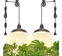 Lampe Horticole LED 18W Pour Plantes Intérieur,Lampes De Croissance Horticoles,Kit Complet avec Abat-Jour, Poulie Réglable et Cordon 5.0M,Horticole à Spectre Complet Pour Jardin, Serre (Deux Noirs)