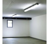 Ensemble de 2 lampes de plafond à LED pour halls d'entrepôt, éclairage de sous-sol, lampes à tubes pour pièces humides