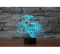 Lampe illusion 3D de tracteur - Veilleuse LED - Décoration de table et de bureau - 7 couleurs - Contrôle tactile - Alimentée par USB - Lampe visuelle 3D magique - Décoration de la maison