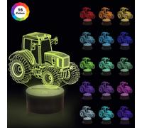Lampe Illusion 3d En Forme De Tracteur - Cadeau D'anniversaire - Lampe De Chevet Pour Enfants, 16 Couleurs - Changement Automatique - Interrupteur Tactile - Décoration De Bureau