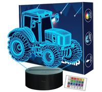 Lampe Illusion 3D en forme de tracteur FULLOSUN - cadeau d'anniversaire - lampe de chevet pour enfants, 16 couleurs - changement automatique - interrupteur tactile - décoration de bureau
