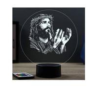 Lampe Illusion 3D Jésus-Christ - Veilleuse Religieuse LED 16 Couleurs + Télécommande