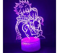 Lampe illusion 3D Veilleuse LED Anime Fairy Tail Natsu Dragneel Visual et Erza Scarlet Touch Décoration de la maison Lampe de table Chambre d'enfants Garçon Fille Cadeau Anniversaire Vacances Noël