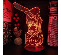 Lampe illusion 3D Veilleuse LED Bunny Girl Senpai Mai Sakurajima Kawaii Anime Lampe Enfants Enfant Filles Chambre Décor Manga Cadeau Lampe Chambre D'enfant Garçon Fille Cadeau Anniversaire Vacances