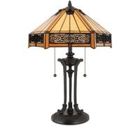 Lampe - Indus - Bronze vintage et verre Tiffany - Métal - LED - Pour salon