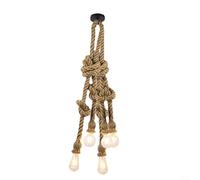 Lampe industrielle à 5 têtes en corde de chanvre, lustre industriel rétro en corde de chanvre vintage (sans lumière-1 m)
