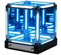 Lampe Infinite Space Abyss, Cube Tesseract 4D Infinite Space Abyss Light Touch Dimmable Infinity Mirror Cubes Rechargeable LED Hyper Cube Veilleuse(Blue)
