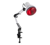 Lampe infrarouge chauffante 220 V 150 W - Lumière rouge - 100 °C - Support de lampe réglable à 360 ° - Pour les familles, les salons de massage, les centres de santé, les salons de beauté (blanc)