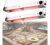 Lampe Infrarouge Chauffante Cuisine, Commerciale Lampe Cauffe-Plat pour Buffets, Acier Inoxydable Lampe Chauffante Alimentaire avec Température Réglable 30-80℃ pour Restaurants(2pcs,60cm)
