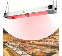 Lampe Infrarouge Chauffante Cuisine, Lampe Cauffe-Plat Suspendu à Usage Commercial, Température Réglable Lampe Chauffante Alimentaire pour Buffets, Acier Inoxydable Durable(1pc,90cm)