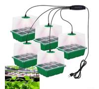 Lampe intelligente pour plantes, 5 têtes avec télécommande et fonction de minuterie, minuterie automatique 3/9/12h, 3 modes d'éclairage, pour croissance en intérieur