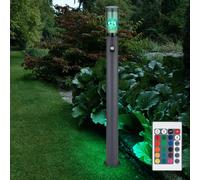Lampe de chemin LED avec détecteur de mouvement lampadaire extérieur dimmable avec télécommande borne lumineuse extérieur, changement de couleur RVB, fumée 8,5W 806lm blanc chaud, DxH 12,7x110cm