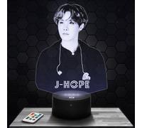 Lampe J-Hope deco chambre fille Lampe 3D J-Hope objet k-pop Corée Pop Coréene idée cadeau décoration lumière tamisée veilleuse deco bureau. Idée Cadeau Noel adolescent original TOP