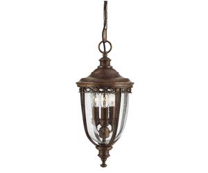 Lampe Kettenlaterne Lampe en Suspension Acier Verre D 21,6 CM 3 à Feux Bronze