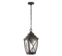 Lampe Kettenlaterne Suspension -aluminium Verre D 19,1 CM Bronze 1x E27