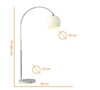 CCLIFE Lampe Lampadaire à arc salon courbée, Lampe arceau moderne en chrome Lampadaire sur pied marbre, Couleur: Blanc, réglable en hauteur 130-180cm