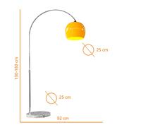 CCLIFE Lampe Lampadaire à arc salon courbée, Lampe arceau moderne en chrome Lampadaire sur pied marbre, Couleur: Orange, réglable en hauteur 130-180cm