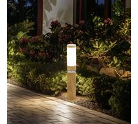 Lampe Lampadaire à Pied Inox Optique Bois Cour Itinéraires LED Hauteur 50 CM