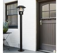 Lampe Lampadaire Borne Lumineuse de Jardin Détecteur Mouvement Noir H 100cm