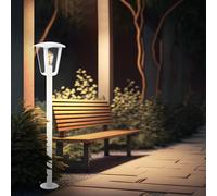 Lampe Lampadaire Borne Lumineuse de Jardin IP44 Aluminium Blanc D 23cm