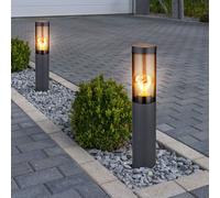 Borne lumineuse d'extérieur, borne lumineuse d'extérieur, lampes de jardin anthracite, lampadaire balcon, acier inoxydable fumé, 1x douille E27, DxH 7,6x45cm, lot de 2