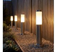 Lampe Lampadaire Borne Lumineuse Éclairage Allée Chemin Jardin Inox 1xE27 4er De
