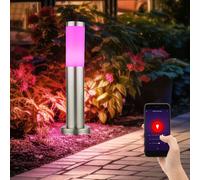Lampadaire d'extérieur, lampe de pied, lampadaire de chemin, lampe de jardin, acier inoxydable argenté, contrôle par application CCT, Smart RGB LED 8,5W 806Lm, H 45 cm