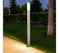 Lampe extérieure avec prises de courant Prise extérieure avec lumière Prise extérieure de jardin Acier inoxydable, 1x LED 9W 810lm 3000K, DxH 7,6x110 cm