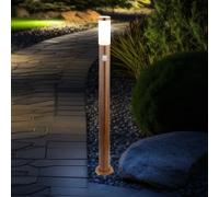 Borne lumineuse avec détecteur de mouvement lampe d'extérieur lampadaire IP44 lampe de jardin aspect bois, résistant aux acier inoxydable brun opale, 1x douille E27, DxH 12,7x110cm