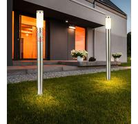 Lampe Lampadaire Détecteur de Mouvement Borne Lumineuse E27 Inox 110 CM 2er Set