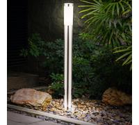 Lampe d'extérieur sur pied Lampadaire en acier inoxydable avec douilles Lampe de chemin d'extérieur Lampadaire avec électricité, opale argentée, 1x E27, DxH 7,6x110 cm