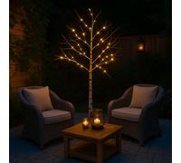 Lampe d'extérieur décoration de jardin lampadaire bouleau design lampe de terrasse lampe de jardin, plastique métal blanc, LED 0,02W 32Lm 2500K blanc chaud, H 150 cm