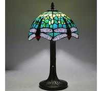 Lampe, Lampe Libellule, Lampe de Table Bleu Violet, Lampe de Lecture de Style Libellule en Verre teinté, décoration à côté de la Chambre à Coucher, du Salon, de l'étude, du Bureau à Domicile,