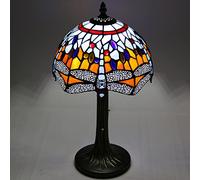 Lampe, Lampe Libellule, Lampe de Table Bleu Violet, Lampe de Lecture de Style Libellule en Verre teinté, décoration à côté de la Chambre à Coucher, du Salon, de l'étude, du Bureau à Domicile,