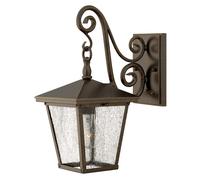Lampe Lanterne Applique Murale Acier Verre Bronze Hauteur 38,7 CM IP44 1x E27 1