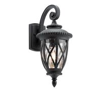 Lampe Lanterne Applique Murale Verre Noir Hauteur 47,8 CM Jardin IP44 E27 Ancien